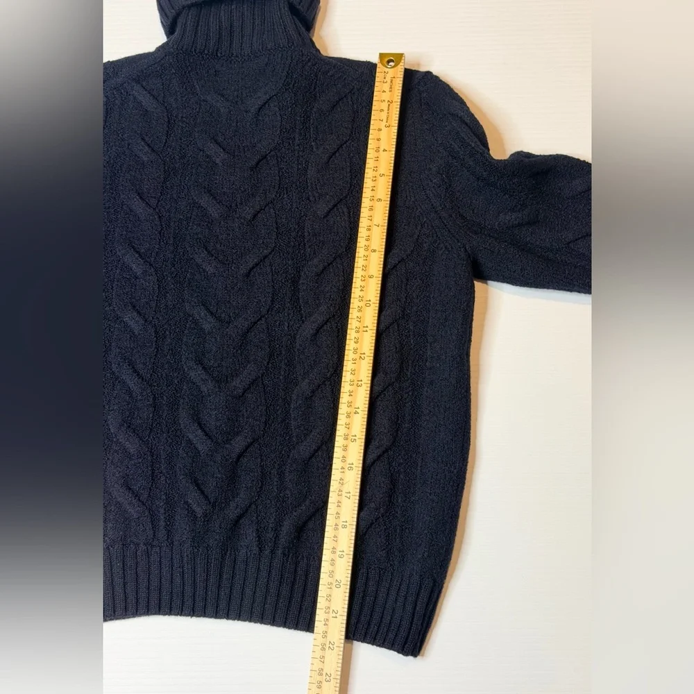 Falconeri Navy Blue Cable Knit Wool Turtleneck Sweater XL (Fits S/XS)